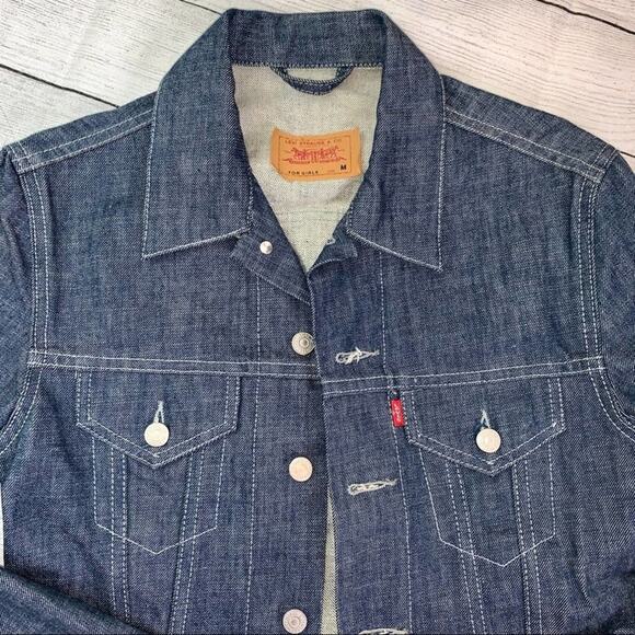 Levi's Girl’s Dark Wash Denim Trucker Jean Jacket Size Girls Medium Vintage - Picture 5 of 10
